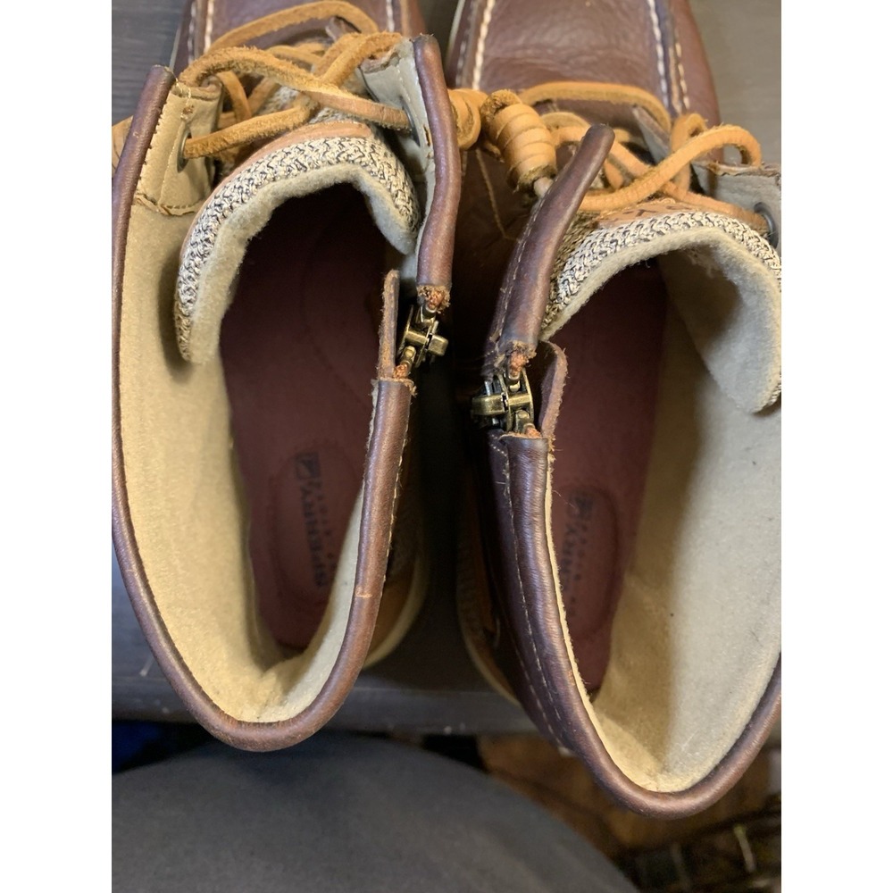 Sperry Top Sider Brown Leather Zip Ankle Boots Size 8 Preppy Classic - Picture 7 of 9